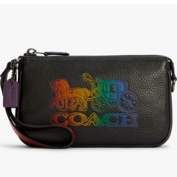 COACH Rainbow Signature Black Leather Nolita Handbag - Picture 8 of 9
